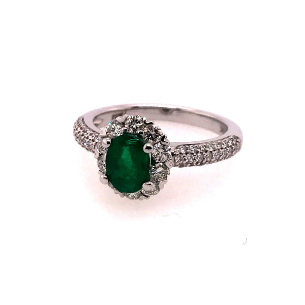 14kt white gold Emerald and Diamond Fana ring