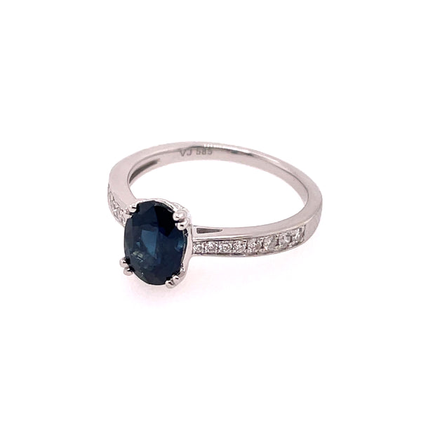 14kt White Gold Sapphire And Diamond Ring
