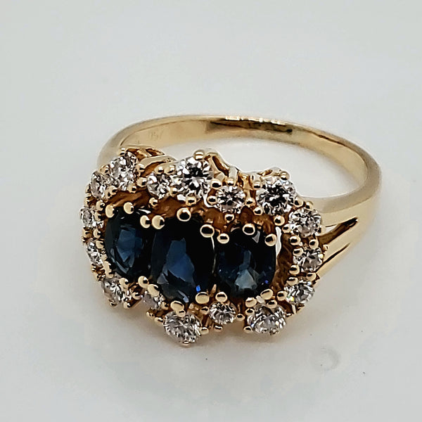 18kt yellow Gold Sapphire and Diamond Ring
