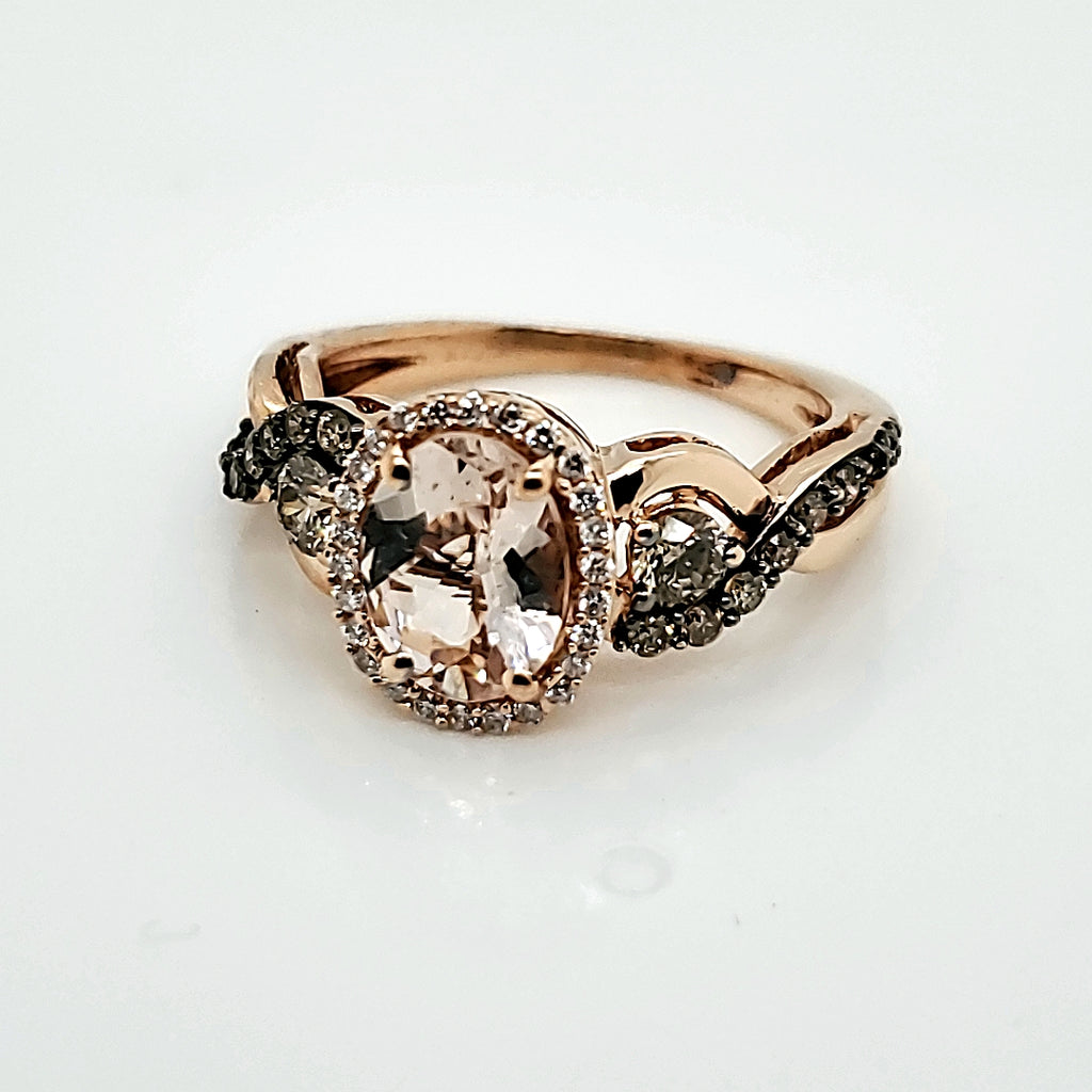 LeVian 14kt Rose Gold Morganite and Diamond Ring