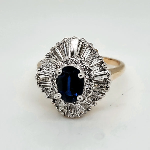 14Kt Yellow And White Gold Sapphire And Diamond Ring