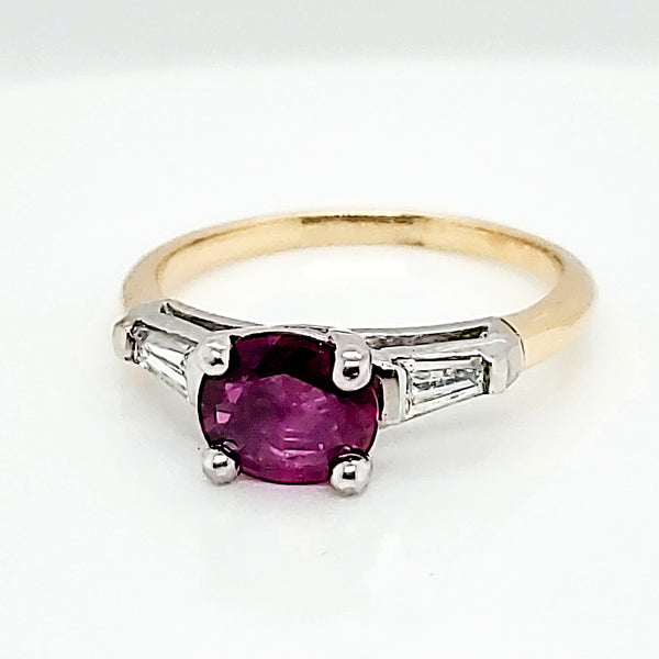 14kt Yellow Gold 1.07 Carat Ruby and Diamond Ring