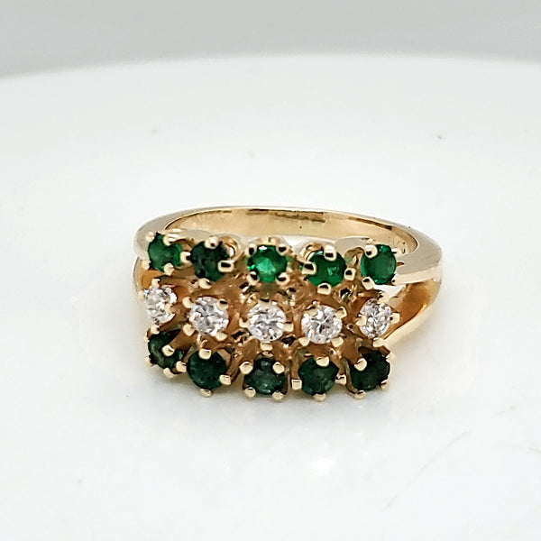 14kt Yellow Gold Diamond and Emerald Ring