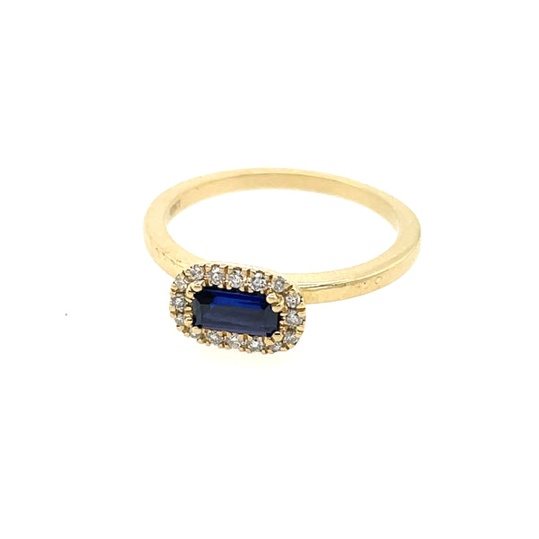 14kt Yellow Gold 0.47Ct Sapphire And Diamond Halo Ring