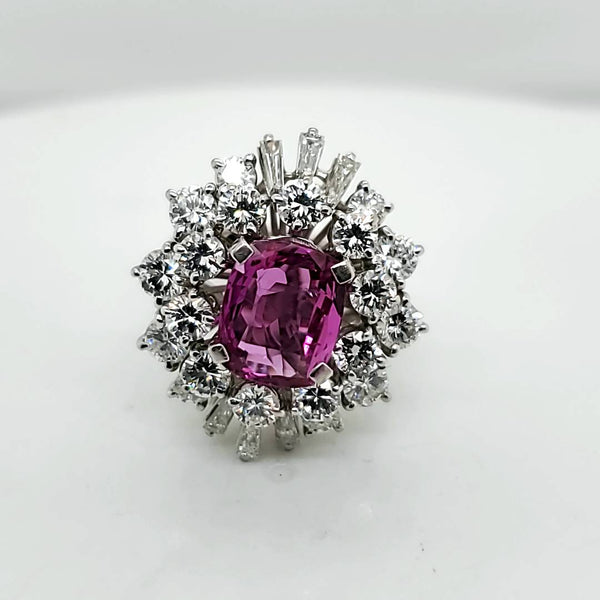 18kt White Gold Pink Sapphire and Diamond Ring