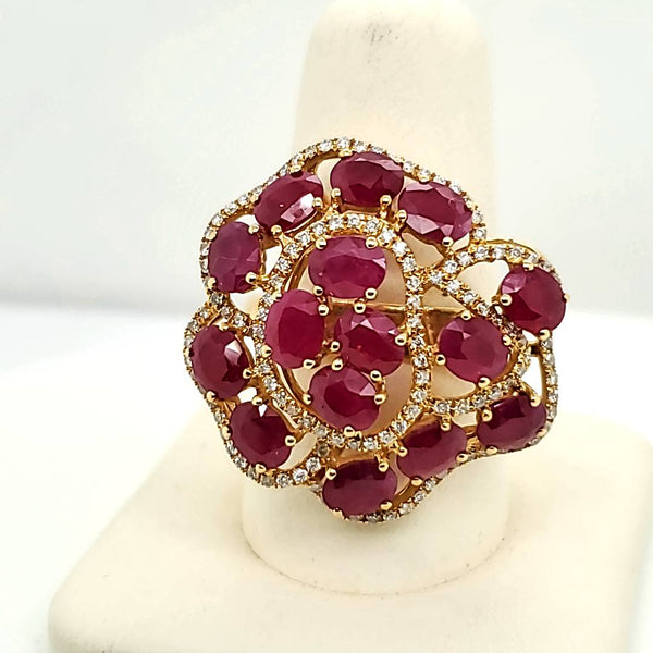 18kt Yellow Gold Ruby and Diamond Statement Ring