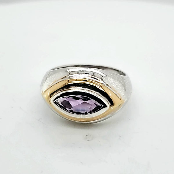 14Kt White And Yellow Gold Amethyst Ring