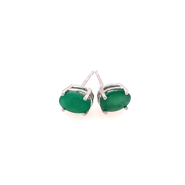 14kt White Gold Emerald Stud Earrings