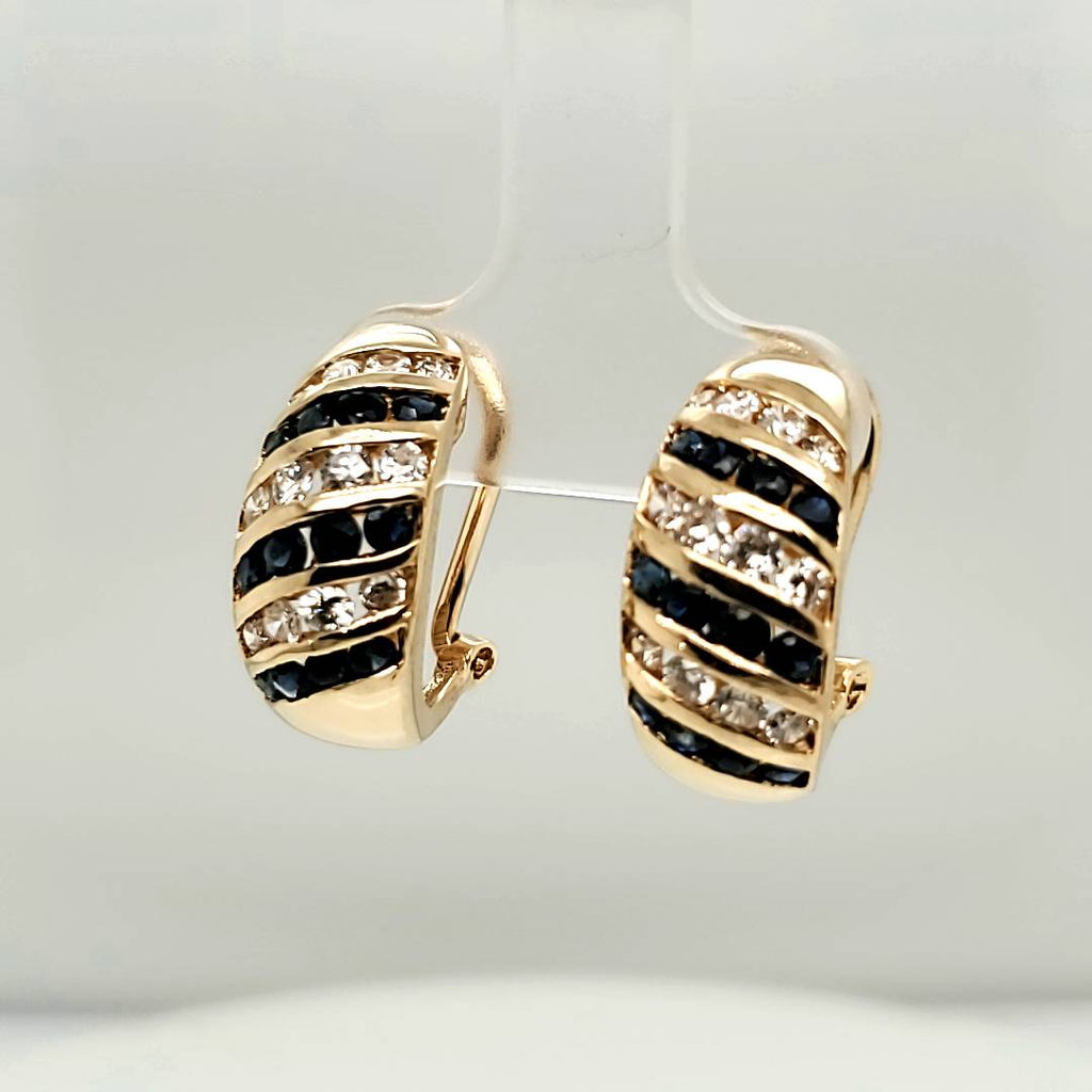 14ktt Yellow Gold Diamond and Sapphire Earrings