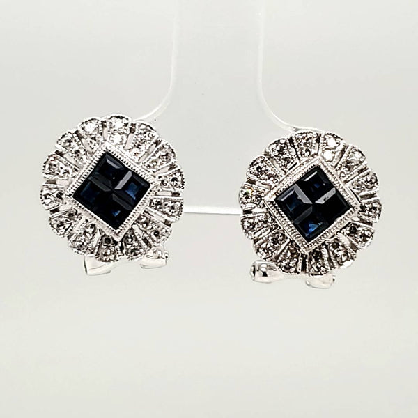 14kt White Gold Sapphire and Diamond Earrings.