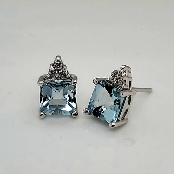 14kt White Gold Aquamarine and Diamond earrings