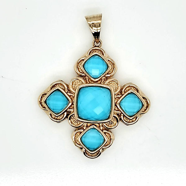 14kt Yellow Gold Turquoise Pendant