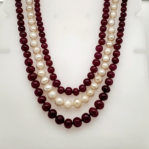 14kt Yellow Gold Ruby and Pearl Neckalce