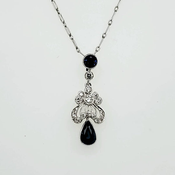 18kt White Gold and Sapphire and Diamond Necklace