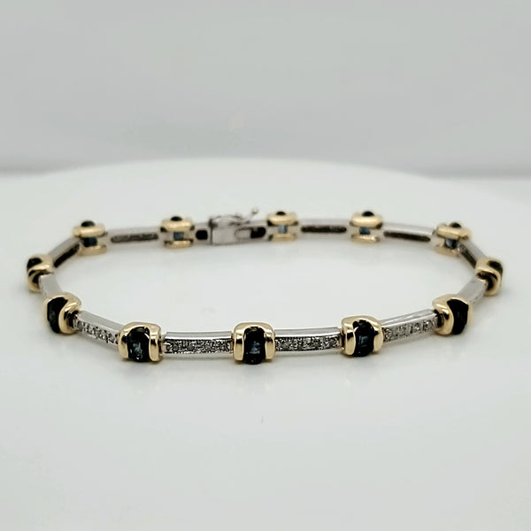 14kt Gold Sapphire and Diamond Bracelet