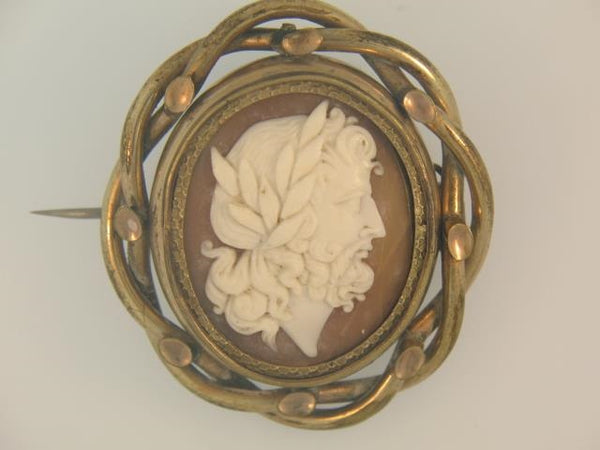 Victorian Gold Filled  Reversible Carved Shell Cameo/Hair Locket