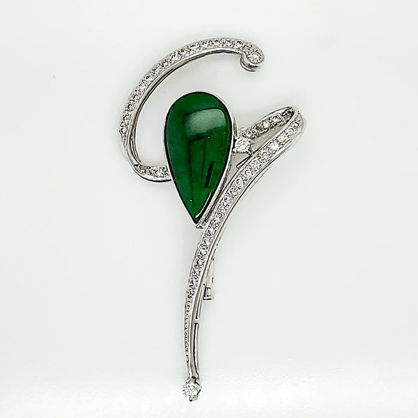 50S Retro Jadeite jade & Diamond Brooch