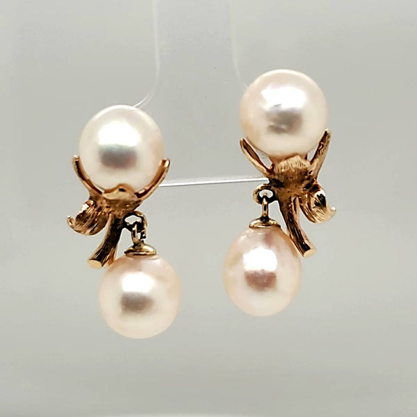 Vintage 14kt Yellow Gold Clip On Pearl Earrings