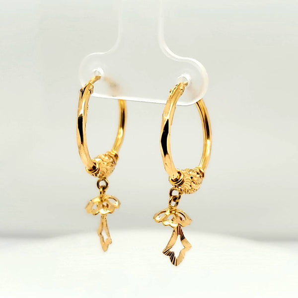 22kt Yellow Gold Hoop and Dangle Earrings