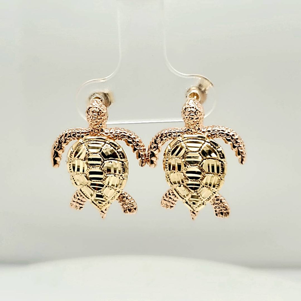14Kt Yellow and Rose Gold Turtle Earrings