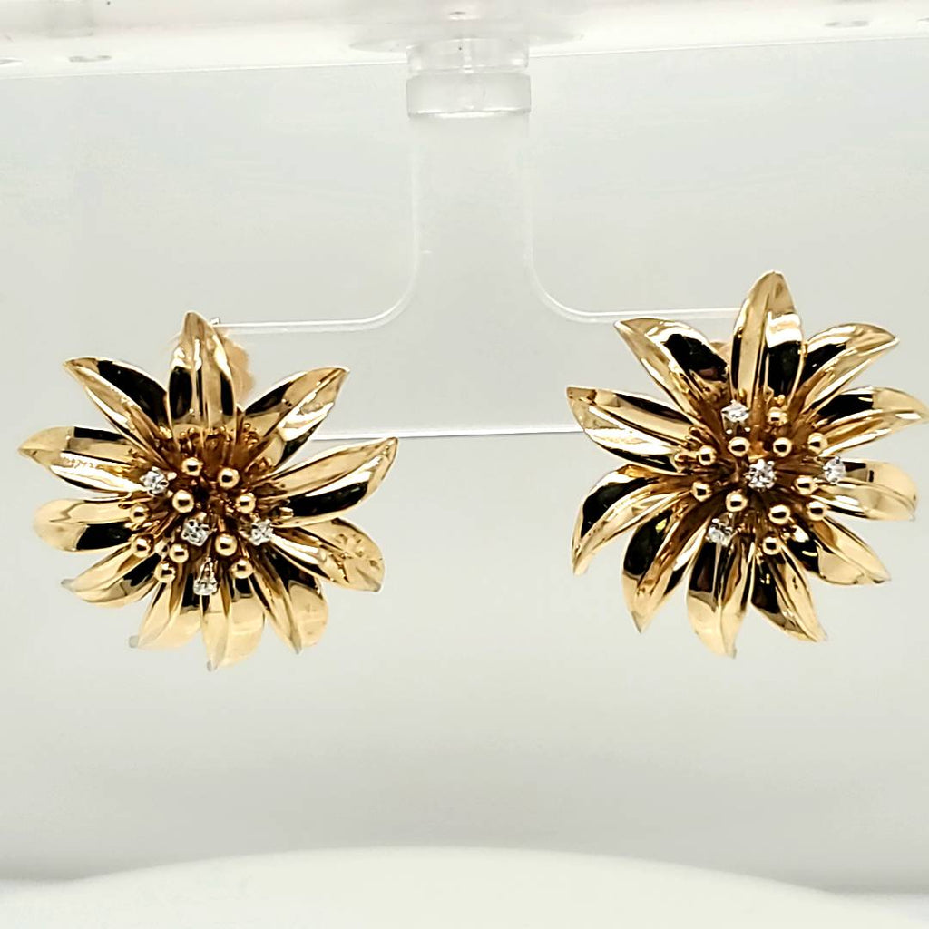 Vintage Tiffany & Co 18kt Yellow Gold and Diamond Earrings