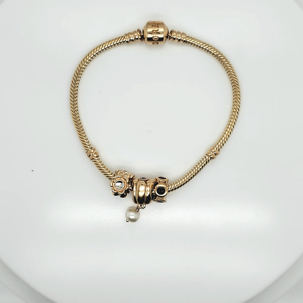 Pandora 14kt yellow gold charm bracelet