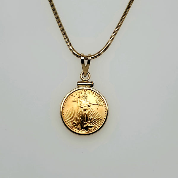 1/10 Ounce Gold Coin Pendant Necklace