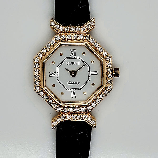 Pre-Owned14kt yellow Gold and Diamond Ladys Geneve Wrist Watch