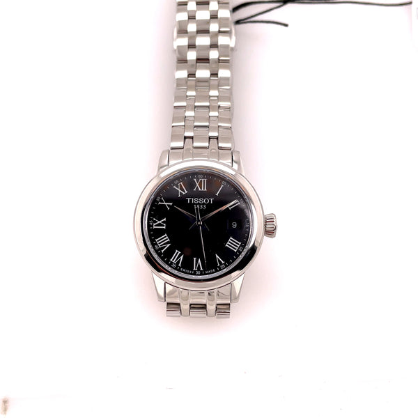 Tissot Ladies Classic Dream Watch Black Roman Numeral Dial Stainless Steel Case And Bracelet