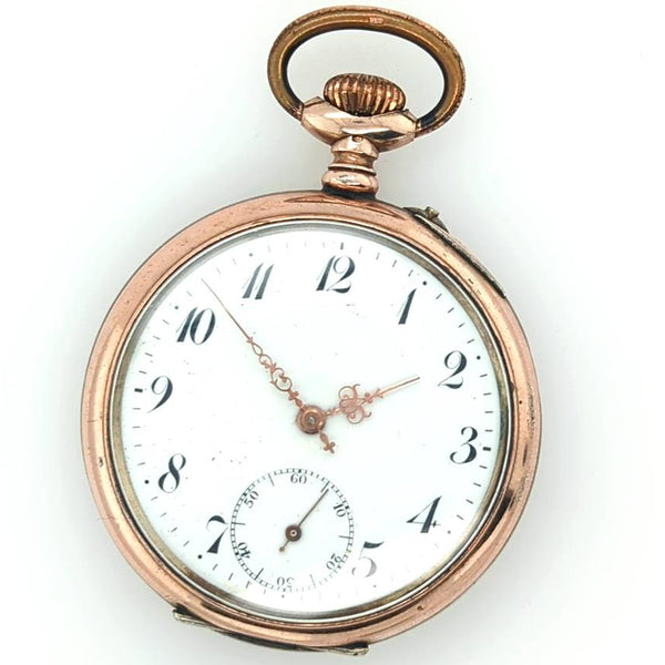 Victorian Coin Silver Pocket Watch With Rose Gold Filled Accents