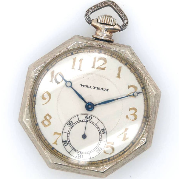 14Kt White Gold 1929 Waltham Pocket Watch