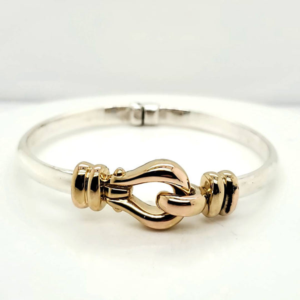 Sterling and 14kt Yellow Gold Buckle Bracelet