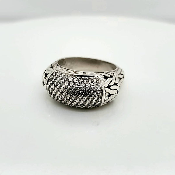 John Hardy Sterling Silver and Diamond Ring