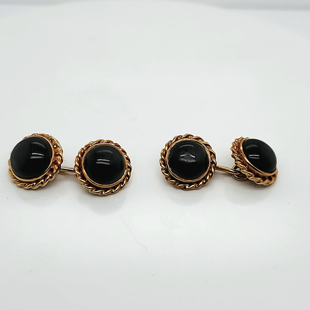 Pre - Owned Vintage Cartier 18kt Gold and Onyx Cufflinks
