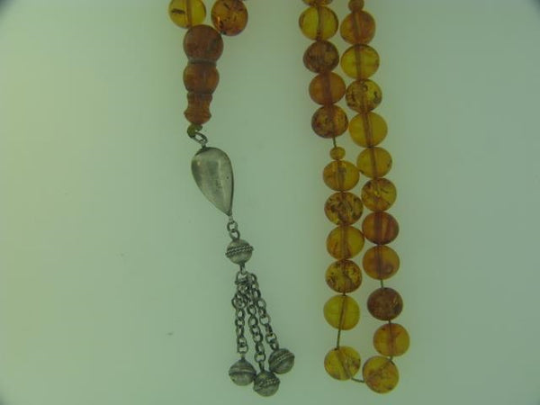 Muslim Sterling Silver And 12Mm Amber Prayer Beads