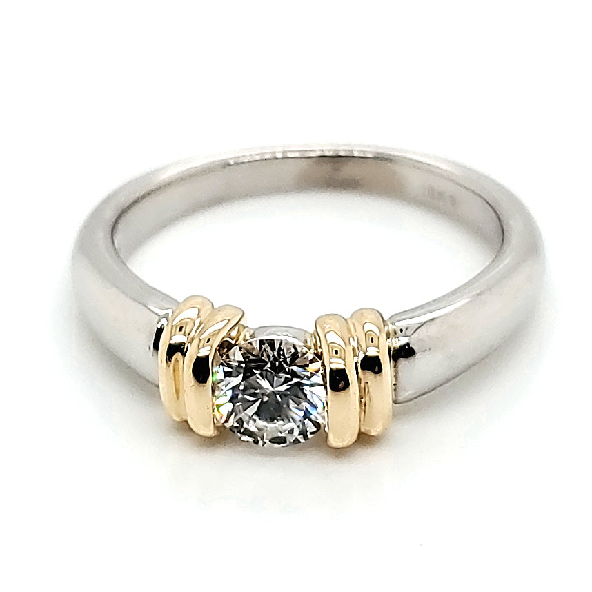 Platinum and 18kt yellow gold diamond engagement ring