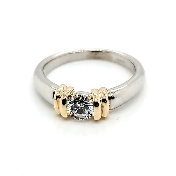 Platinum and 18kt yellow gold diamond engagement ring
