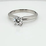 Platinum .58 carat round, brilliant cut diamond engagement ring
