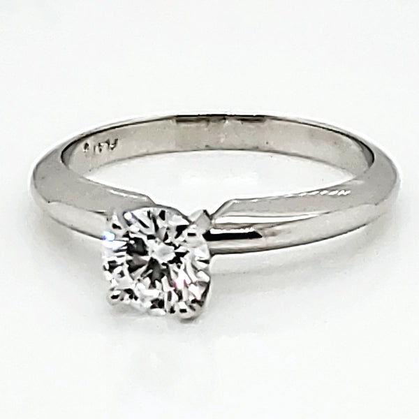 Platinum .58 carat round, brilliant cut diamond engagement ring