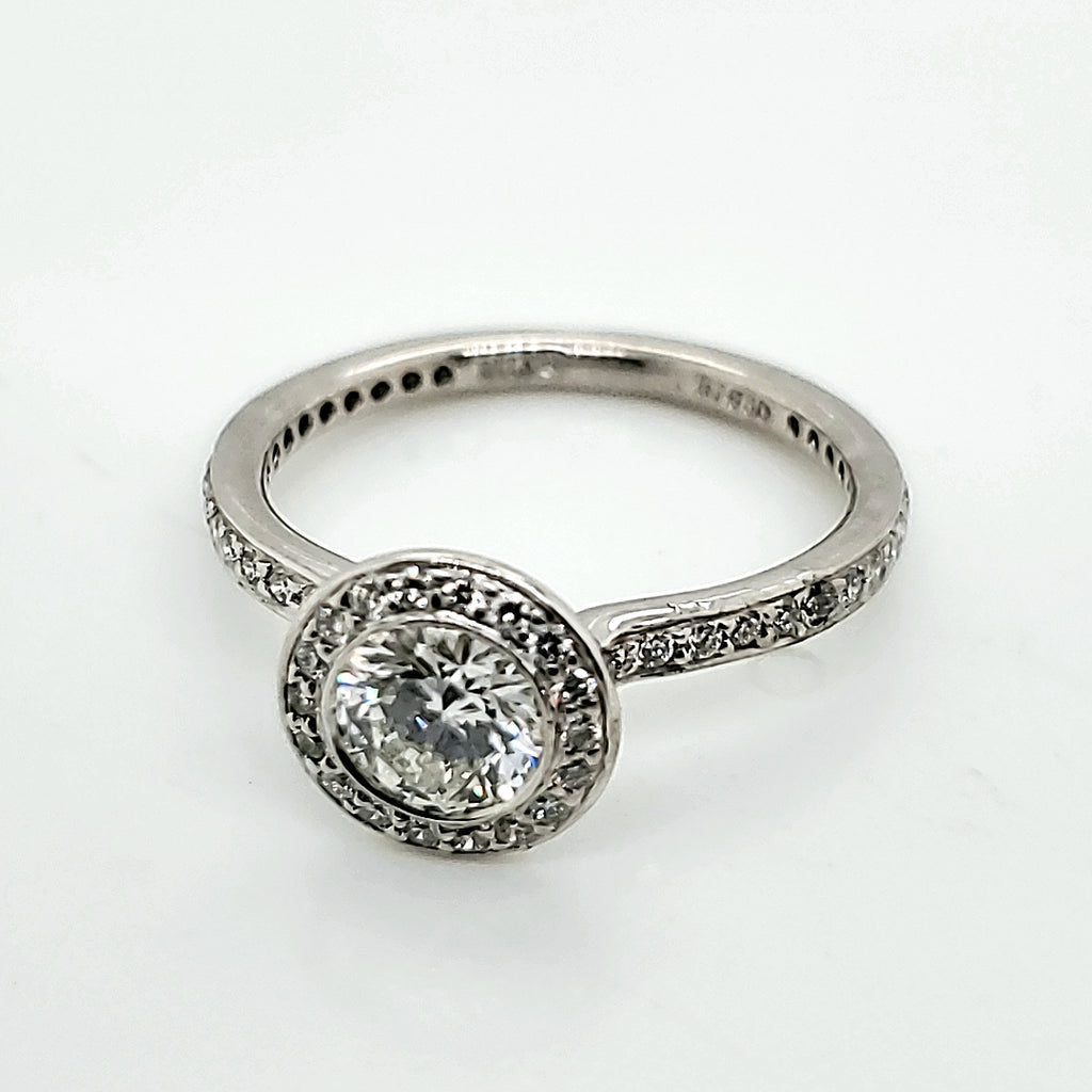 Ritani Platinum Bezel Set ..55 Carat Round Diamond Engagement Ring