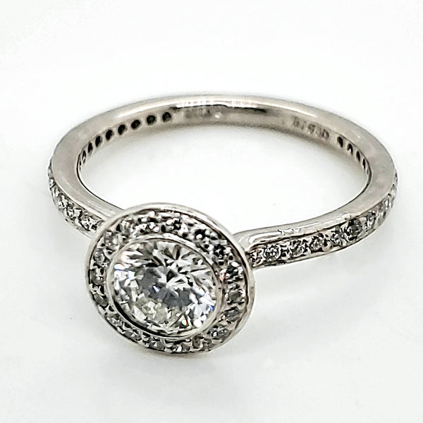 Ritani Platinum Bezel Set ..55 Carat Round Diamond Engagement Ring