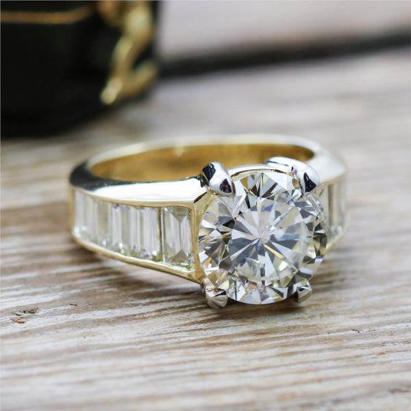 18kt Yellow Gold 3.57 Carat Round Diamond Engagement Ring
