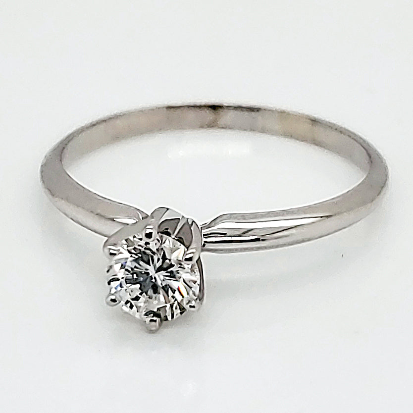 14kt White gold .47 Carat Round Diamond Solitaire Engagement Ring