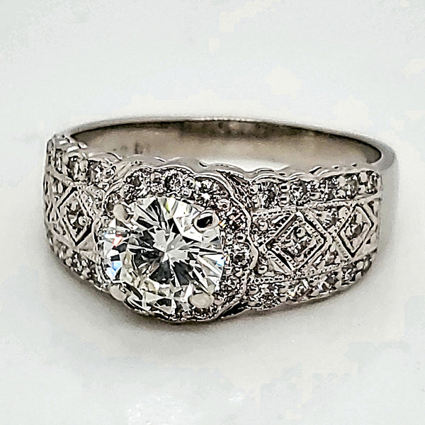 .82 Carat round Diamond Filigree Engagement Ring