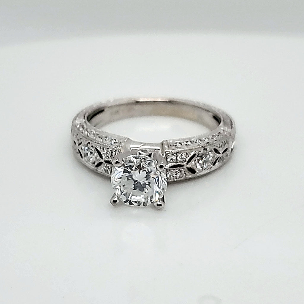 1.10 Carat Round Brilliant Cut Diamond Engagement Ring 14kt White Gold