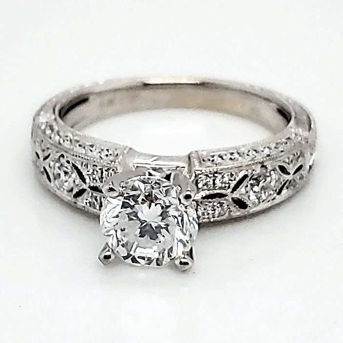 1.10 Carat Round Brilliant Cut Diamond Engagement Ring 14kt White Gold