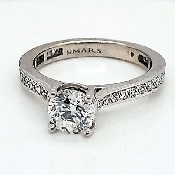 1.01 Carat Round Brilliant Cut Diamond Engagement Ring in 14kt White Gold