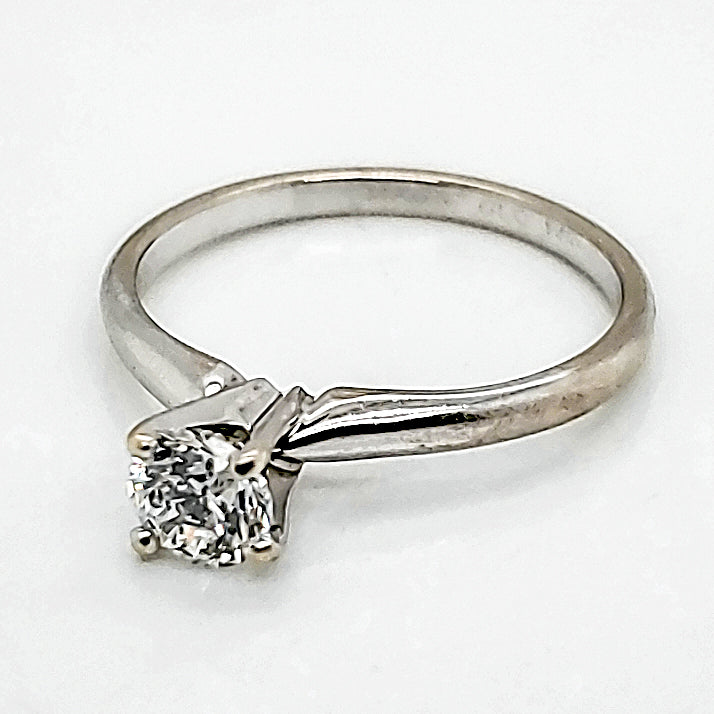 14Kt White Gold .50 Carat Round, Brilliant Cut Diamond Solitaire Engagement Ring