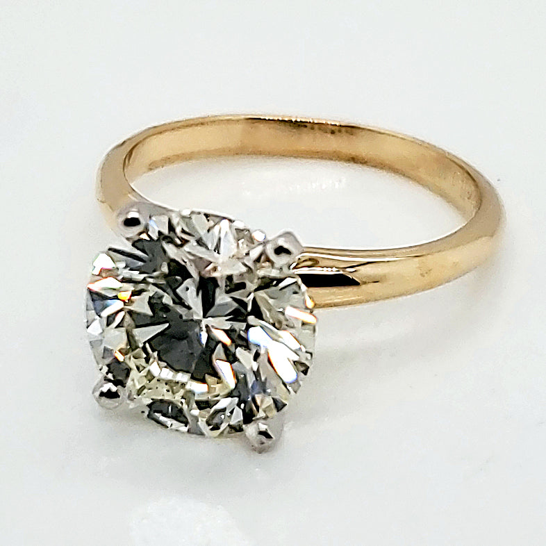 3.39 Carat Cut Diamond Engagement Ring 14kt Yellow Gold