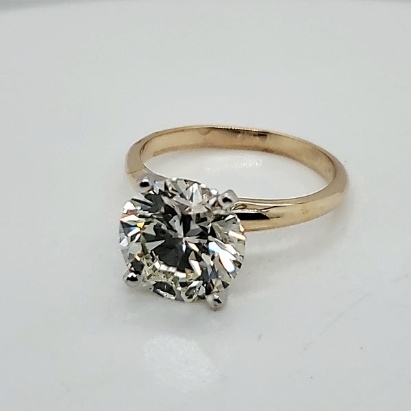3.39 Carat Cut Diamond Engagement Ring 14kt Yellow Gold